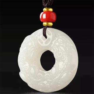 众玉轩 和田玉貔貅吊坠平安扣白玉双面雕刻扭转乾坤送妈妈老婆爱人
