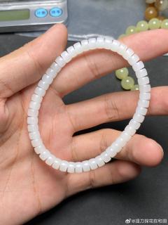 羊脂白玉药片手串