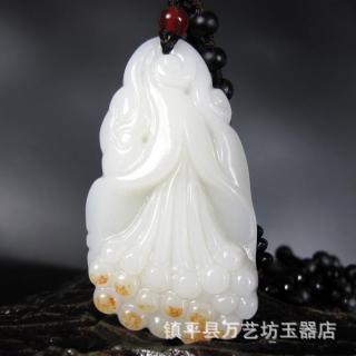 批发新疆和田玉籽料羊脂玉玉兰花挂件昆仑白玉玉兰花 混批