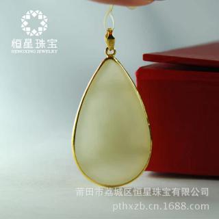 【珠宝玉器 新疆和田玉 和田玉观音包金 吊坠批发 厂家直销】珠宝玉器
